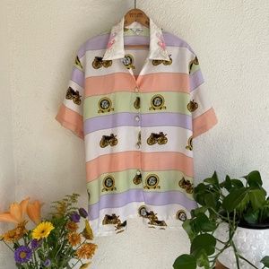 Vintage totally Retro Pastel button up by Flower